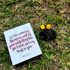 Black Confetti Fabric Handmade Earrings